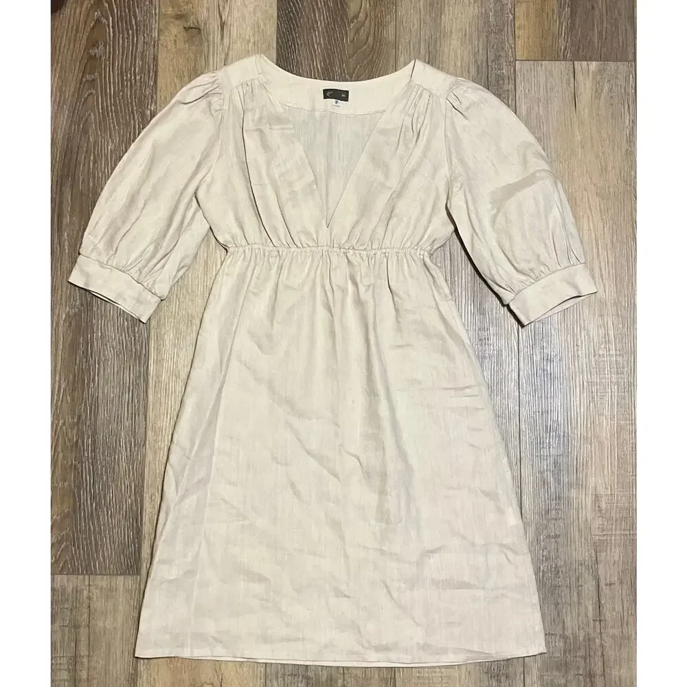 Anthropologie Fei Womens 100% Linen Golden Road Elegant Dress Petite Preppy EUC - Picture 4 of 9